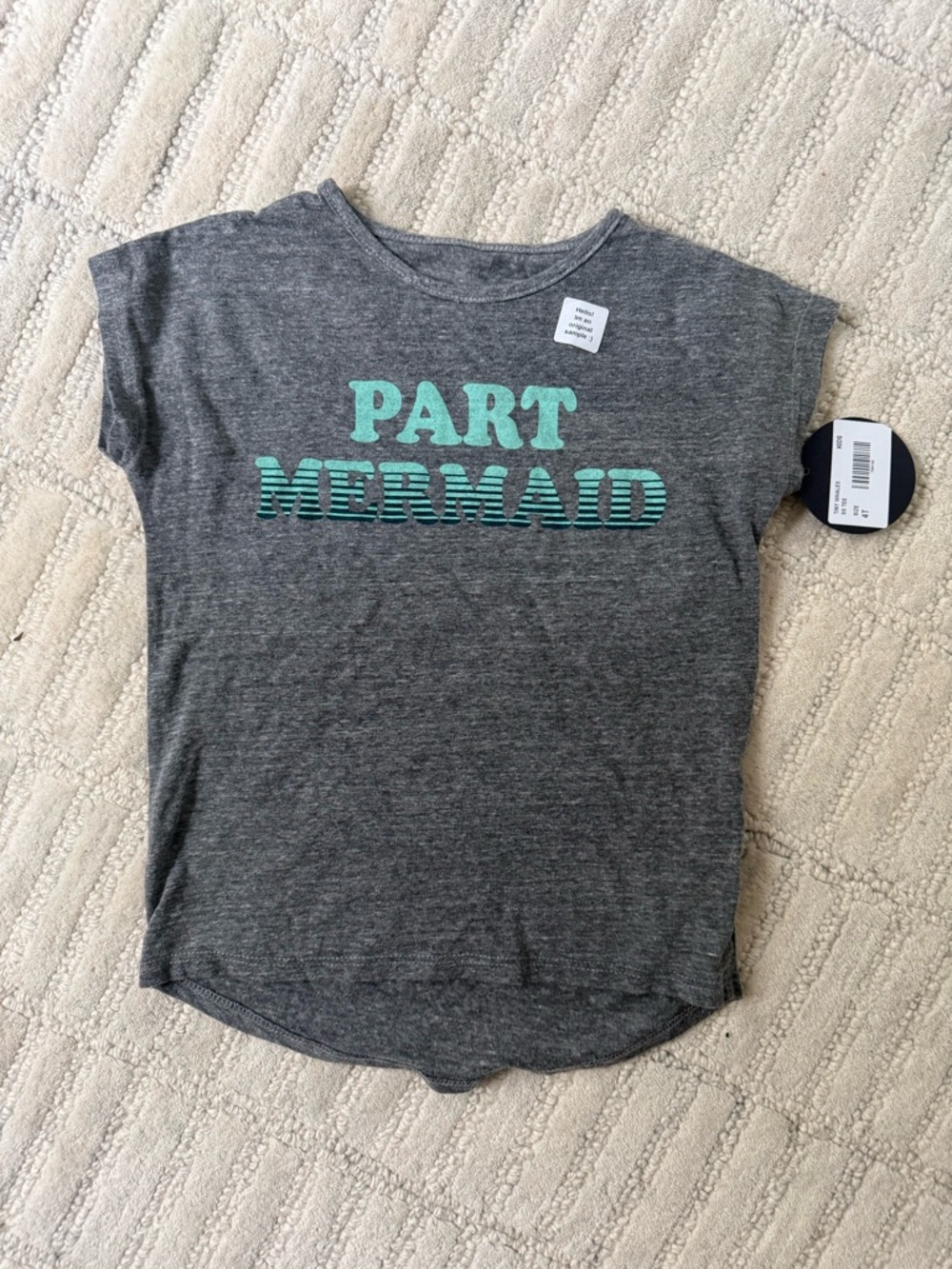 Kids 'Part Mermaid' Graphic Tee - Gray with Teal Lettering